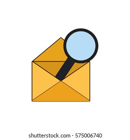 magnifying glass with envelope icon, vector illustration image