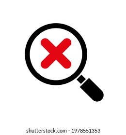 magnifying glass with error sign icon