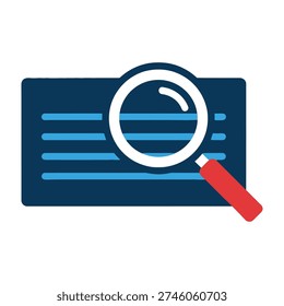 Magnifying glass examines document for research and verification