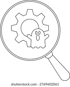 A magnifying glass examines