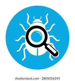 Magnifying glass examining a bug insect for investigation and discovery purposes