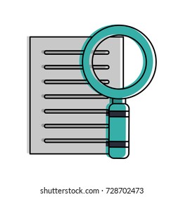 magnifying glass examining document icon image