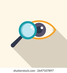 Lupa examinando um olho humano representando pesquisa de visão e oftalmologia