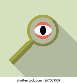Magnifying Glass With Eye Ball.vector illustration