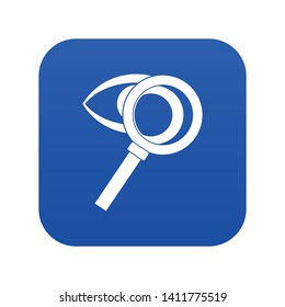 Magnifying glass with eye icon digital blue for any design isolated on white vector illustration