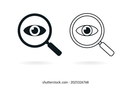 Magnifying glass with eye icon. Illustration vector