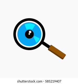 Magnifying glass eye icon logo