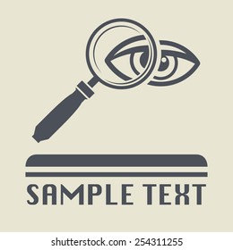 Magnifying glass and eye icon or sign, vector illustration