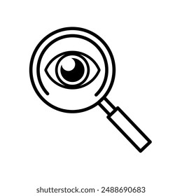 magnifying glass, with eye magnification , search - vector icon
