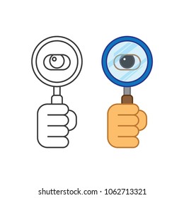 Magnifying glass and eye with outline and color concept vector 
