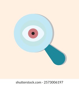 Magnifying Glass with an Eye Symbol: Minimalist Vector Illustration for Vision Concept
