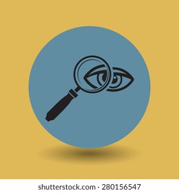 Magnifying glass and eye symbol, vector illustration