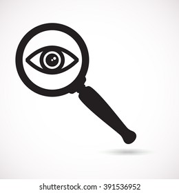 magnifying glass and eye vector 