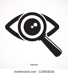 magnifying glass and eye vector icon