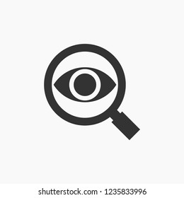 Magnifying glass with eye vector icon eps 10.