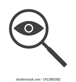 icono de la lupa y del vector ocular sobre fondo blanco