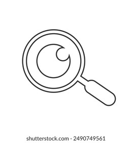 Magnifying glass with eye vector icon, isolated on white