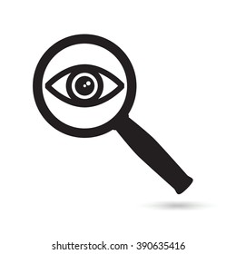 magnifying glass and eye vector icon