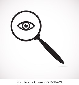magnifying glass and eye vector icon