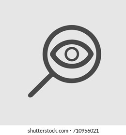 Magnifying glass with eye vector icon eps 10.