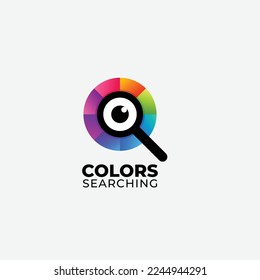 magnifying glass eyes logo colorful design icon