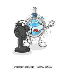 the magnifying glass with the fan character. cartoon mascot vector