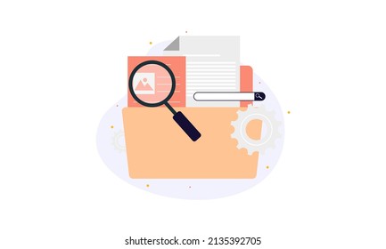Magnifying glass with file searching vector