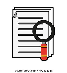 magnifying glass with file or text document icon image