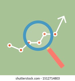 Magnifying glass and finance graph vector business for investment search