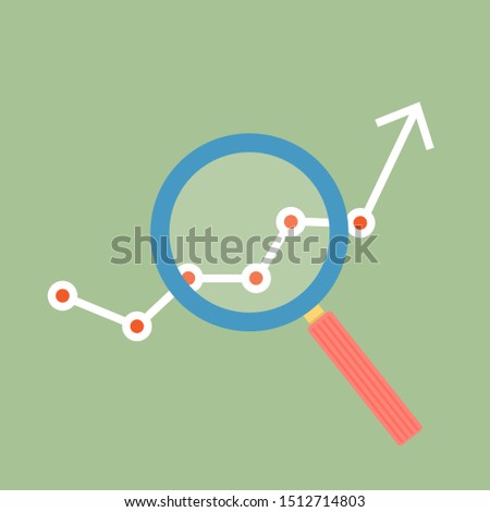 Magnifying glass and finance graph vector business for investment search