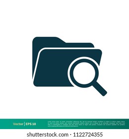 Magnifying Glass, Find Folder Icon Vector Logo Template Illustration Design. Vector EPS 10.