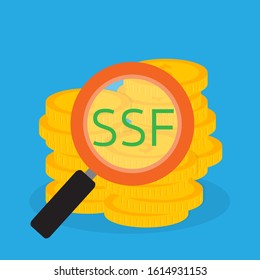 Magnifying glass find to investment, financial savings long-term deposit investment with word LTF , RMF. SSF ,Pension and retirement concept.