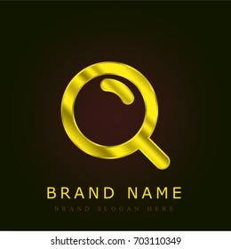 Magnifying Glass Finder golden metallic logo