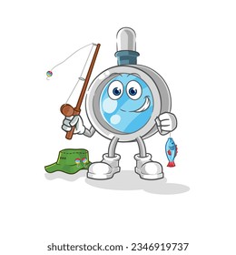 the magnifying glass fisherman illustration. character vector