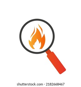 Magnifying glass with flame. Vector illustration.