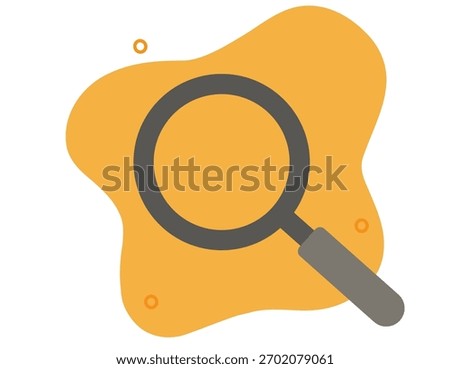 Magnifying glass flat cartoon shape icon vector graphic illustration, magnifier search inspection tool sign symbol, zoom enlarge simple minimal, find discover or audit look insignia
