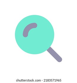 Magnifying glass flat color ui icon. Enlarging screen. Search tool. Zoom in text. Magnification option. Simple filled element for mobile app. Colorful solid pictogram. Vector isolated RGB illustration