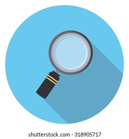 magnifying glass flat icon in circle