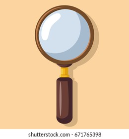 Magnifying glass flat icon isolated on background. Loupe, zoom lens vector logo.