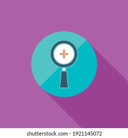 Magnifying glass flat icon with long shadow effect