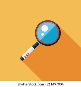 Magnifying Glass Flat Icon With Long Shadow