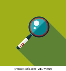 Magnifying Glass flat icon with long shadow