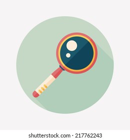 Magnifying Glass Flat Icon With Long Shadow