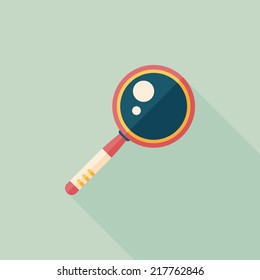 Magnifying Glass flat icon with long shadow