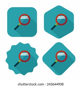 Magnifying Glass flat icon with long shadow