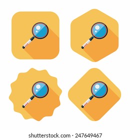 Magnifying Glass flat icon with long shadow