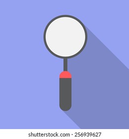 Magnifying glass flat icon with long shadow. Vector illustration EPS10