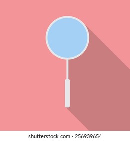 Magnifying glass flat icon with long shadow. Vector illustration EPS10