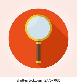 Magnifying Glass flat icon with long shadow 