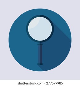 Magnifying Glass flat icon with long shadow 